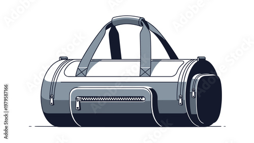 Stylish blue and grey duffel bag designed for gym use or short travel trips featuring multiple compartments and sturdy handles.