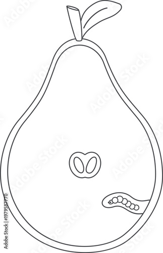 Outline pear with worm inside