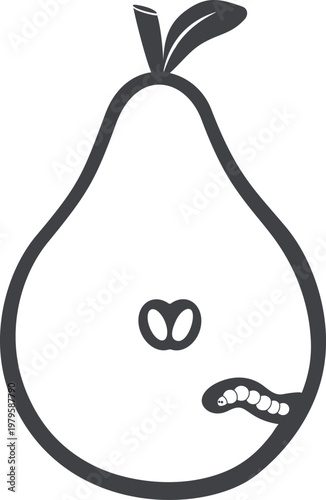  Silhouette pear with worm inside