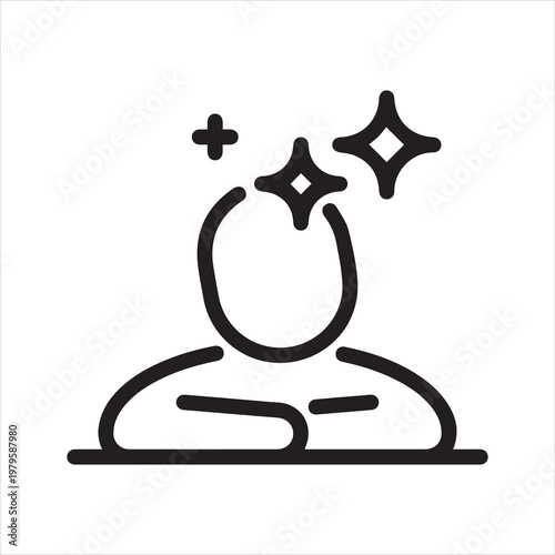 Thin Outline Icon Human and Mind. Such Line sign as Logical Thinking, Think Process, Phantasy or Imagination. Vector Computer Isolated Pictograms for Web and App on White Background Editable Stroke.