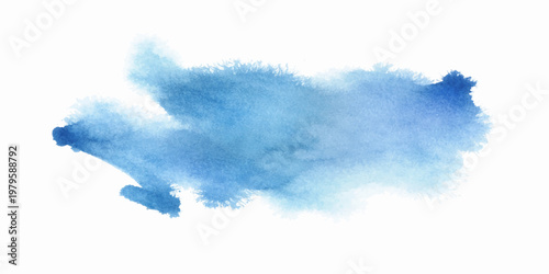 A vintage blue watercolor painting of a cloudy sky with a soft paper texture and a flowing pattern of smoke and fog