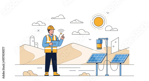 Innovative solar energy solutions engineer monitoring and managing system efficiency