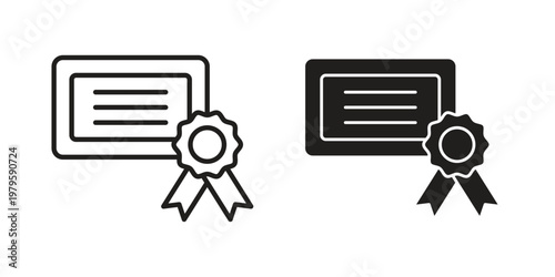 Diploma icon vector illustration in line style. flat silhouette designs