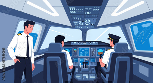Inside the Flight Deck: Pilots Navigating an Airplane with Advanced Technology and Teamwork
