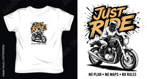 Motorcyclist riding a cafe racer motorcycle with splattered paint background vector illustration.