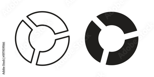 Donut chart icon vector illustration in line style. flat silhouette designs