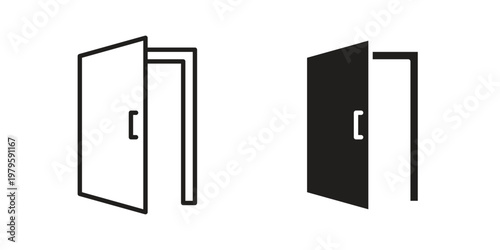 Door icon vector illustration in line style. flat silhouette designs