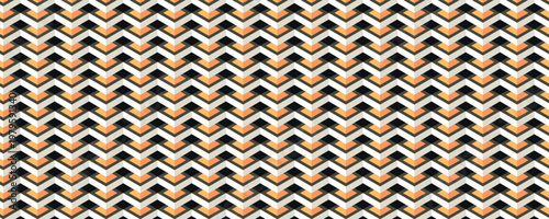 Modern Geometric Zigzag Chevron Background. Abstract 3D Chevron Zigzag in Orange