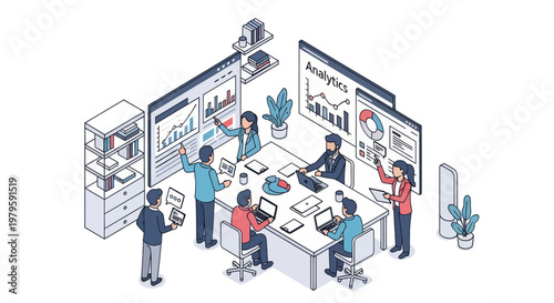 Business people working at office table.