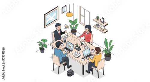 Business people working at office table.
