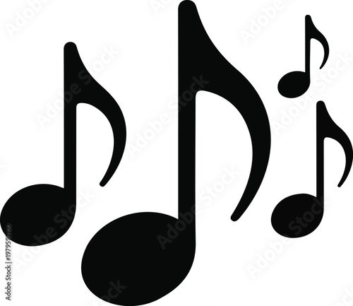 Foto Acoustic melody notation element collection with isolated simple musical silhoue