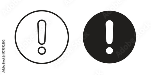 Exclamation button icon vector illustration in line style. flat silhouette designs