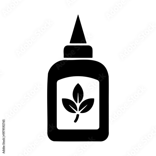Organic wood glue bottle vector, natural adhesive icon, eco friendly liquid glue symbol