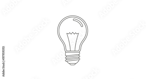 Minimalist Light Bulb Outline Icon: Idea, Innovation, and Inspiration Concept