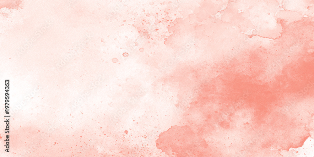 Fototapeta premium Soft peach watercolor background with splotches and splatters for design and decoration