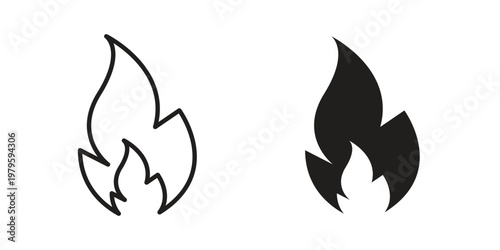 Flame icon vector illustration in line style. flat silhouette designs