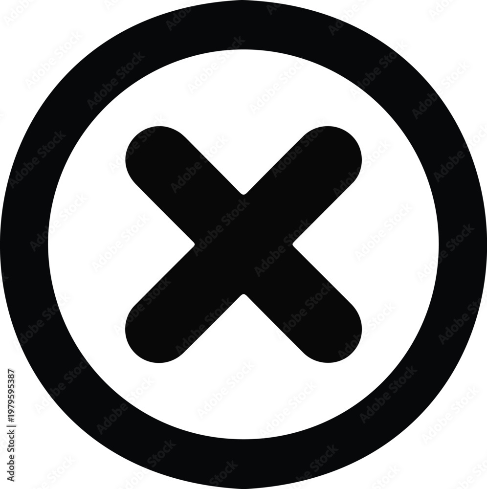 Obraz premium Clean vector illustration of cancel or close icon featuring thick X symbol within outlined circle shape