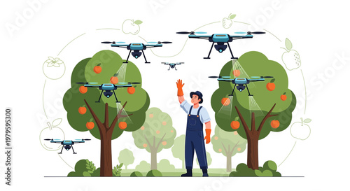 Innovative farming solutions: Farmer utilizing drones for precision agriculture and crop