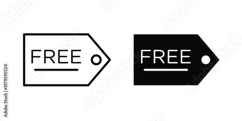 Free tag icon vector illustration in line style. flat silhouette designs