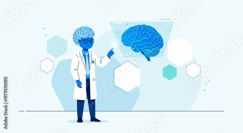 Innovative neurologist exploring human brain analysis utilizing modern technological research