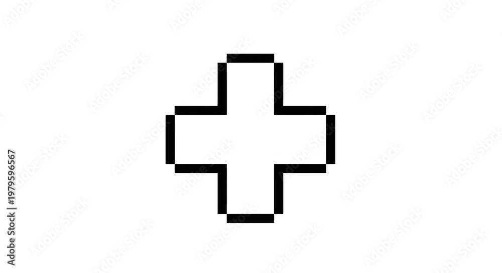 Obraz premium Pixelated Plus Sign Symbol Icon.