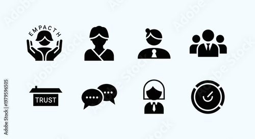 Empathy, Trust, Communication, Teamwork Icons: Business Concept