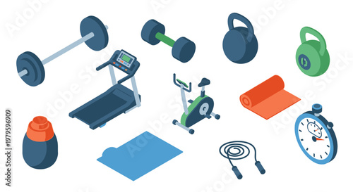 Isometric fitness equipment illustration for healthy lifestyle and workout concepts