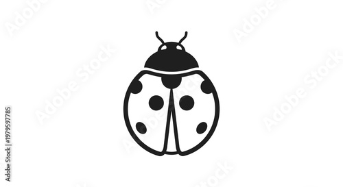 The ladybug sits on a leafy green plant stem outdoors.