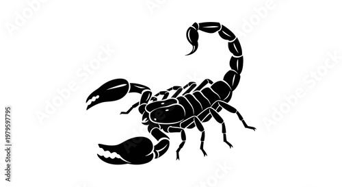 A detailed illustration of a menacing scorpion standing alone in the desert.