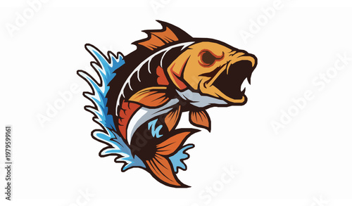 Carp fish mascot jumping logo bold vector design
