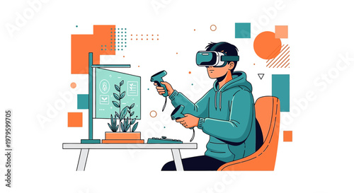 Immersive virtual reality experience with plants in a digitally enhanced environment