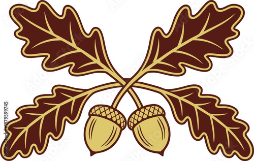 Oak Leaf an Acorn Botanical Set. Oak Tree Leaf and Acorn Collection. Autumn Oak Leaf Acorn Design Set. Oak Leaf and Acorn Illustration Set. Natural Oak Leaf Acorn Art Collection. Oak Tree Botanical