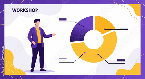 Informative Workshop Presentation with Donut Chart Visualization for Data Analysis and Performance