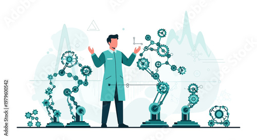 Innovations in robotics displayed with a professional in technological advancement setting