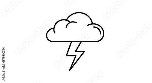 Cloud and Lightning Bolt Icon, Simple Weather Symbol, Vector Graphic