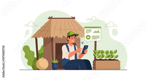 Innovative agriculture: Farmer uses mobile app for crop management and monitoring production