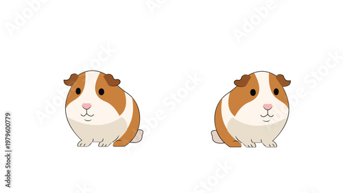 Two cute cartoon guinea pigs sitting side by side