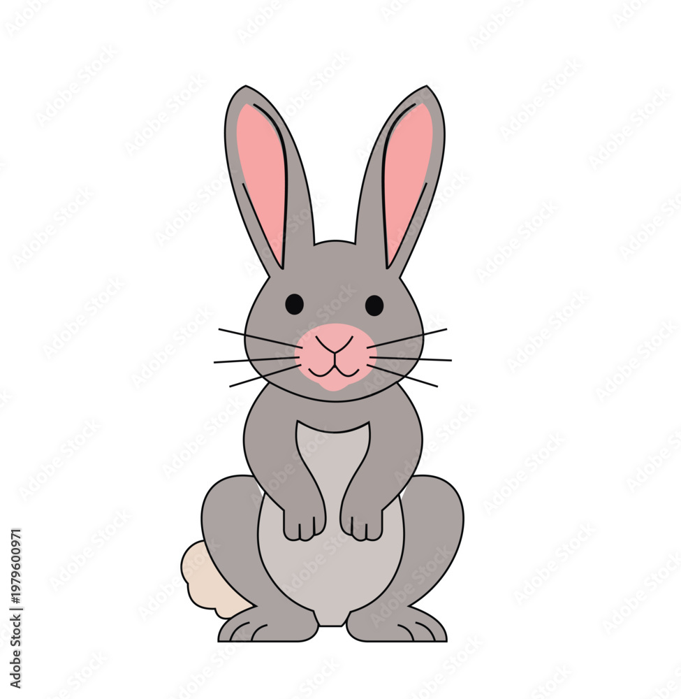 Fototapeta premium Cute cartoon rabbit sitting