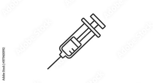 Medical Syringe Icon, Simple Line Drawing, Healthcare and Medicine Symbol