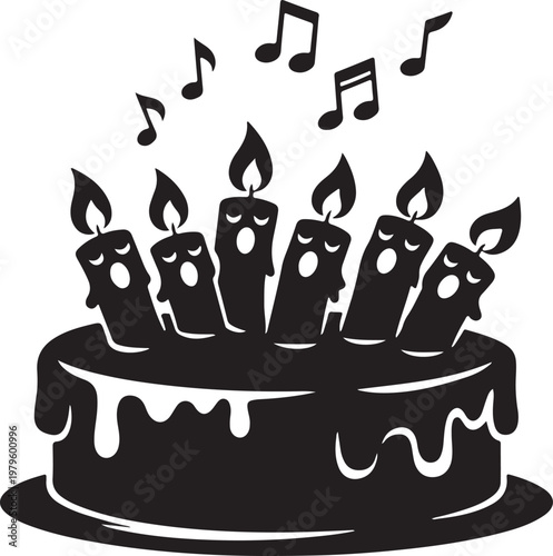 Cake with candles singing birthday song shillhoutee