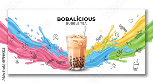 Creamy brown sugar boba milk tea with pearls.