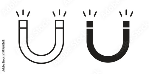 Magnet icon vector illustration in line style. flat silhouette designs