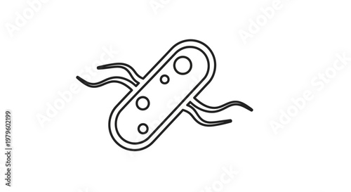 Bacterium Icon Outline, Microbe Vector Illustration, Cell Biology Simple Line Art