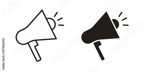 Megaphone icon vector illustration in line style. flat silhouette designs