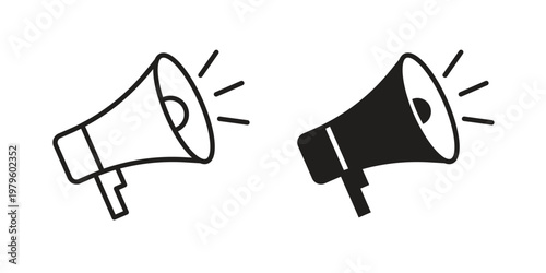 Megaphone icon vector illustration in line style. flat silhouette designs