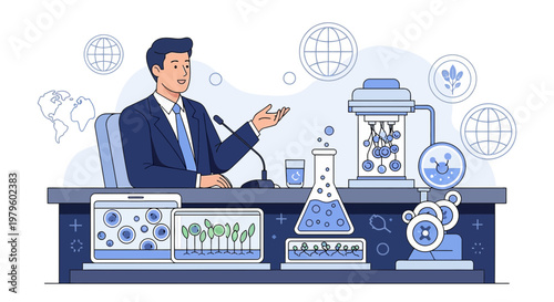 Illustrative presentation discussing innovative developments in biotechnology and sustainable