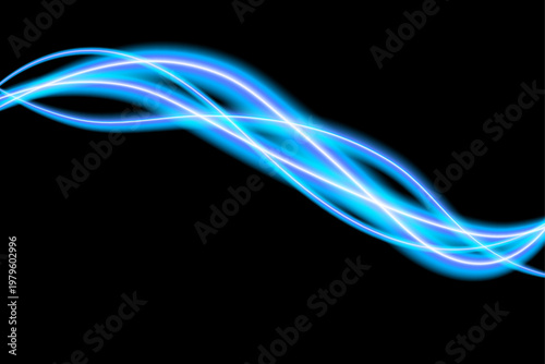 Dynamic blue light effect abstract swirls and curves for modern digital art