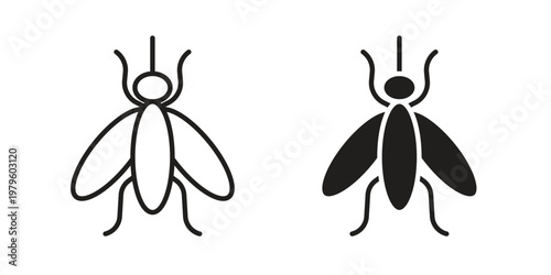 Mosquito icon vector illustration in line style. flat silhouette designs