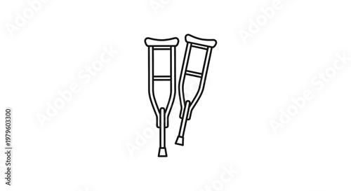 Medical Crutches Icon - Rehabilitation Aid, Injury Support, Mobility Assistance