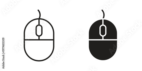 Mouse icon vector illustration in line style. flat silhouette designs